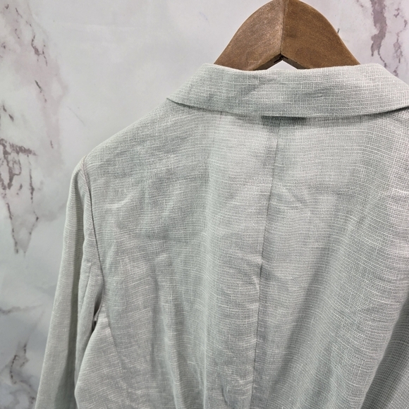 J Jill Jacket Womens Large Linen Gray Silver Blazer Unstructured Two Button Tie - Picture 6 of 12